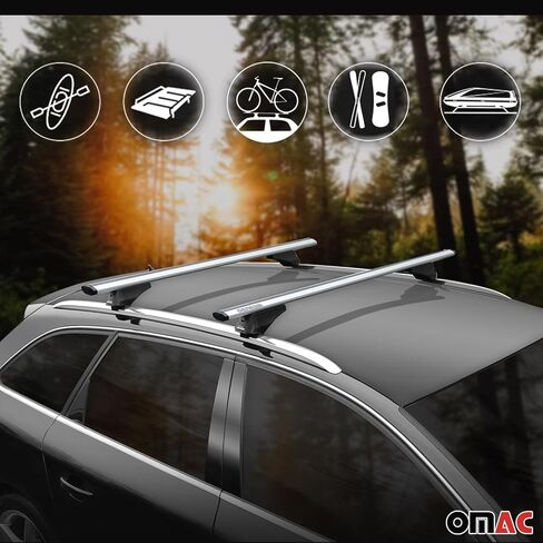 Omac Lockable Rack Rack Cross Bars Carrier Luggage Carrier لـ Kia Sorento 2021-2025 أسود مضاد للسرقة للسفر قوارب الزوارق تزلج التزلج على الجليد التزلج على الجليد in Kuwait