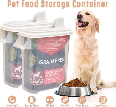 Buddeez Pet Food Storage Dispensers - Dog Food Storage Containers, Cat Food Containers, Bird Seed Containers w/Handle and Flip Lid, 8 Gallon(2 pack) in Kuwait