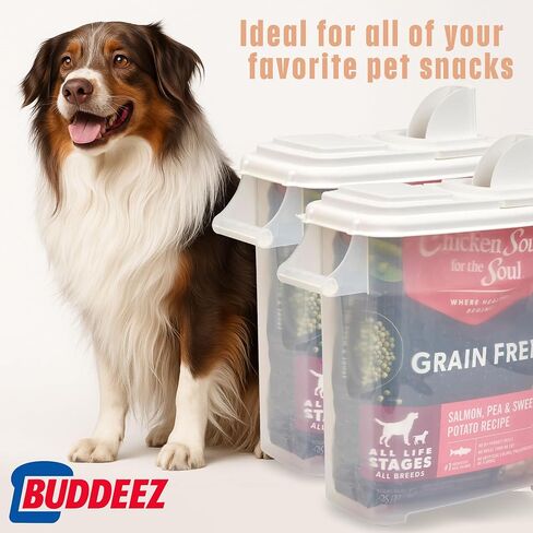 Buddeez Pet Food Storage Dispensers - Dog Food Storage Containers, Cat Food Containers, Bird Seed Containers w/Handle and Flip Lid, 8 Gallon(2 pack) in Kuwait