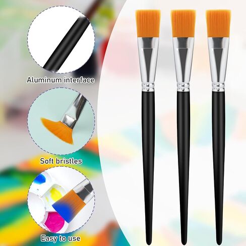 10 PCS Mop Brush for Acrylic Painting, 1 Inch Blending Brush for Acrylic Painting with Short Wooden Handle, Oval Blending Brushes Oil Paint Brushes for Gouache, Acrylic, Watercolor, Face Body, Black in Kuwait