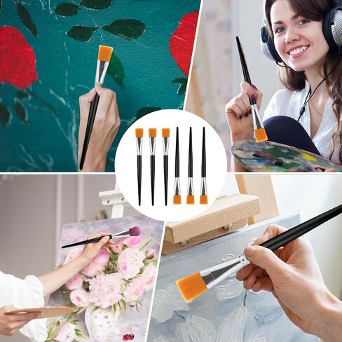 10 PCS Mop Brush for Acrylic Painting, 1 Inch Blending Brush for Acrylic Painting with Short Wooden Handle, Oval Blending Brushes Oil Paint Brushes for Gouache, Acrylic, Watercolor, Face Body, Black in Kuwait
