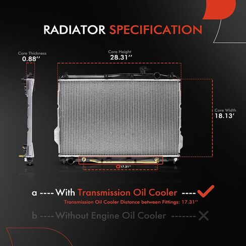 A-Premium Engine Soodant Chaiator مع مبرد زيت ناقل الحركة متوافق مع Hyundai Veracruz 2007 2008 2008 2010 2011 2012 V6 3.8L ناقل حركة أوتوماتيكي ، استبدل# 8012959 ، 253103J100 in Saudi Arabia