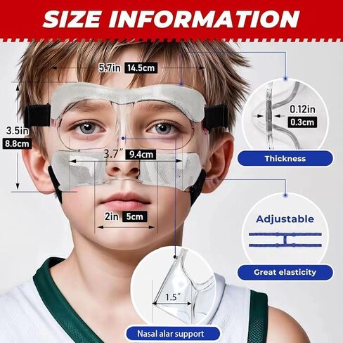 WR Kids واقي الأنف للأنف المكسور للفتيات والأولاد، قناع وجه رياضي لكرة السلة والبيسبول قابل للتعديل مع حشوة إسفنجية للشباب والمراهقين (أسود) in Kuwait