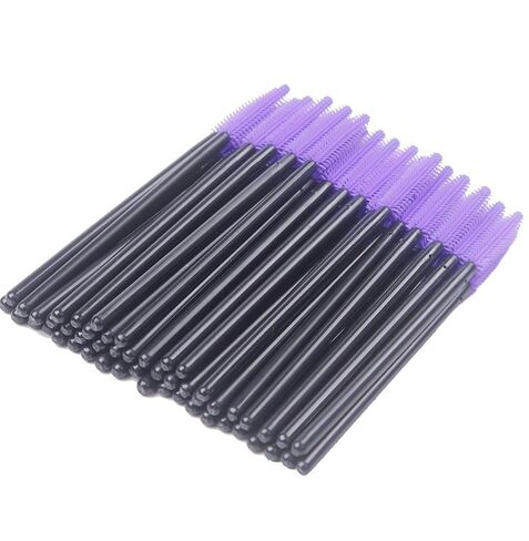 BIHRTC Pack of 100 One-Off Disposable Silicone Eyelash Mascara Brushes Wands Applicator Eyebrow Brush Makeup Tool Kit Set Deep pink in Kuwait