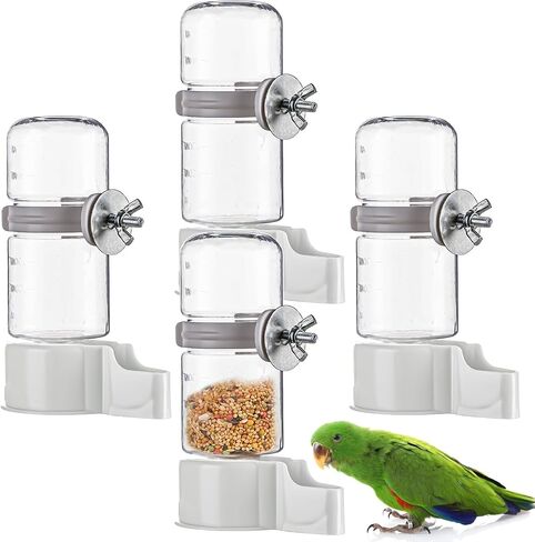 2 Pcs Bird Feeder Water Dispenser, Bird Feeder and Drinker Set, Automatic Bird Feeder for Cage, Hanging Bird Food Bowl, Bird Cage Accessories for Hamsters,Pigeons,Parrot in Kuwait