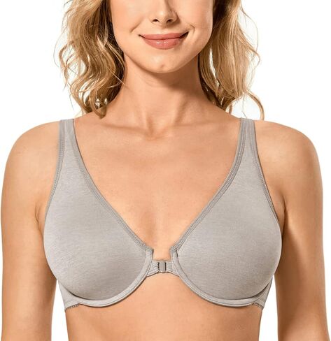 CALVENA Racerback Women's Front Closure Bra for Women Plus Size Seamless Unlined Underwire Plunge Bra in Kuwait