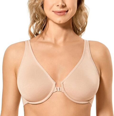 CALVENA Racerback Women's Front Closure Bra for Women Plus Size Seamless Unlined Underwire Plunge Bra in Kuwait