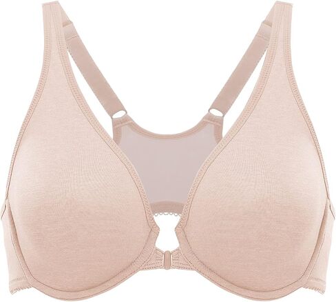 CALVENA Racerback Women's Front Closure Bra for Women Plus Size Seamless Unlined Underwire Plunge Bra in Kuwait