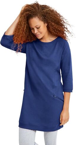 Ellos Plus Size French Terry Zip Pocket Tunic in Kuwait