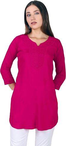 Ladyline Women's Plain Chikankari Tup | Lucknowi مطرزة بلوزة كورتي قصيرة in Saudi Arabia