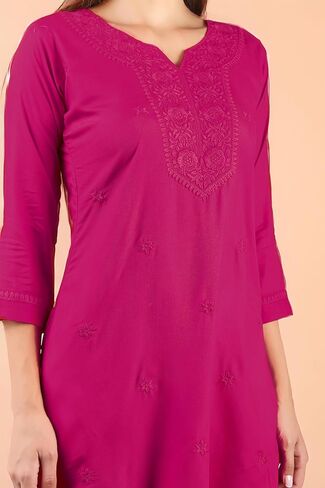 Ladyline Women's Plain Chikankari Tup | Lucknowi مطرزة بلوزة كورتي قصيرة in Saudi Arabia