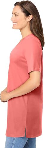 Woman Within Plus Size Perfect Short-Sleeve Shirred V-Neck Tunic in Saudi Arabia