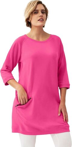 Ellos Plus Size French Terry Zip Pocket Tunic in Kuwait