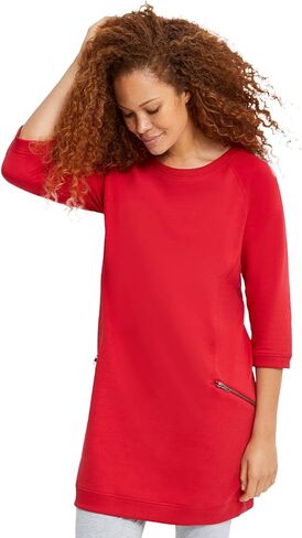 ellos Plus Size French Terry Zip Pocket Tunic in Kuwait