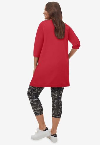 ellos Plus Size French Terry Zip Pocket Tunic in Kuwait