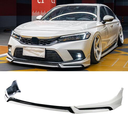 توافق الشفاه الأمامية مع 2022-2024 Civic Yofer Style Style الأمامي المصد الذقن شفة Spoiliter Kit Black White in Kuwait
