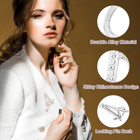 PATIKIL Letter Brooch Pins, Initial Letter Rhinestone Broaches Metal Crystal Alphabet Lapel Pin for Women Jewelry Gift Suit Clothes Hat Dress Coat Craft in Saudi Arabia