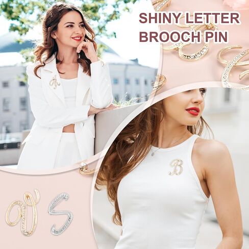 PATIKIL Letter Brooch Pins, Initial Letter Rhinestone Broaches Metal Crystal Alphabet Lapel Pin for Women Jewelry Gift Suit Clothes Hat Dress Coat Craft in Saudi Arabia