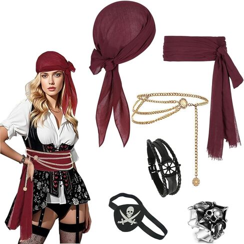 6 PCS Assume Assume Set ، مجموعة القراصنة للرجال للرجال موضوع الحزب Cosplay Cosplay Halloween in Saudi Arabia