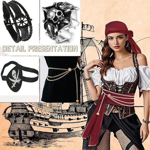 6 PCS Assume Assume Set ، مجموعة القراصنة للرجال للرجال موضوع الحزب Cosplay Cosplay Halloween in Saudi Arabia