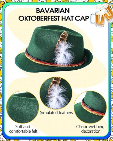 Hercicy 2 Pcs Oktoberfest Hat Socks Women Felt German Hat with Feather Bavarian Knee Lederhosen Compression Socks Cosplay in Saudi Arabia