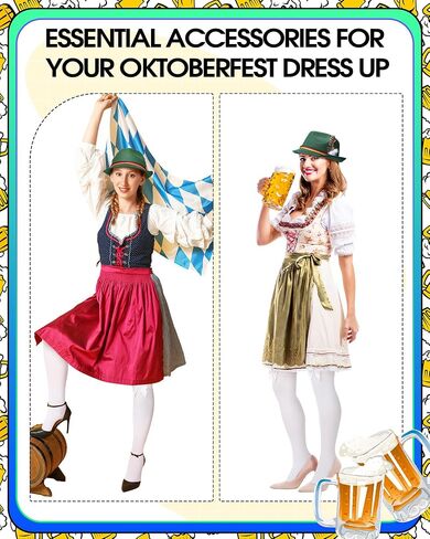 Hercicy 2 Pcs Oktoberfest Hat Socks Women Felt German Hat with Feather Bavarian Knee Lederhosen Compression Socks Cosplay in Saudi Arabia