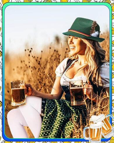 Hercicy 2 Pcs Oktoberfest Hat Socks Women Felt German Hat with Feather Bavarian Knee Lederhosen Compression Socks Cosplay in Saudi Arabia