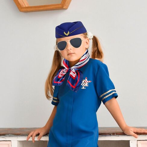 YouNuo 6Pcs Flight Attendant Costume Set - Women’s Flight Attendant Hat, Scarf, Gloves for Halloween Cosplay Party Dress Up in Saudi Arabia
