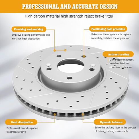 Disc Brake Kits with Pads and Rotors Front & Rear Drilled Slotted Vented Rotor for 2008 2009 2010 2011 2012 2013 Nissan Rogue in Kuwait