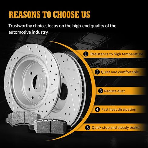 Disc Brake Kits with Pads and Rotors Front & Rear Drilled Slotted Vented Rotor for 2008 2009 2010 2011 2012 2013 Nissan Rogue in Kuwait