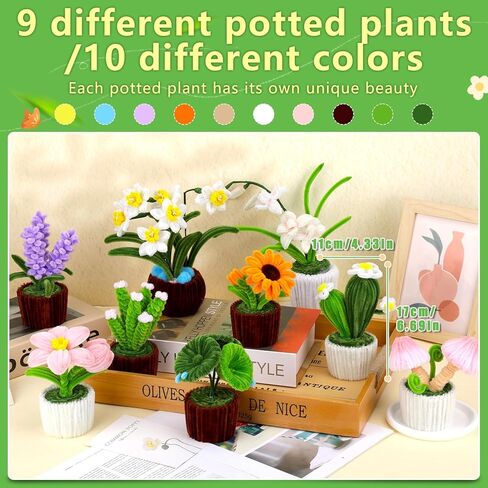 UzecPk Pipe Cleaner, Pipe Cleaner Flower Craft kit, 10 Colors Pipe Cleaners Bulk Chenille Stem Pipe Cleaners Plant Kit for DIY Craft Holiday Creative Decorations with Tutorial and Accessories in Kuwait