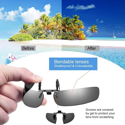 VIEWBETTER® Polarized Clip On Sunglasses Over Prescription Glasses for Men Women Snap On Flip Up UV400 Protection SG803 in Kuwait