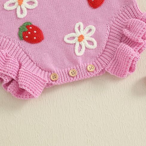 Baby Girl First Birthday Outfit Knitted Romper Bodysuit Bow One Embroidery Sweater Romper Infant Cake Smash Outfit in Saudi Arabia