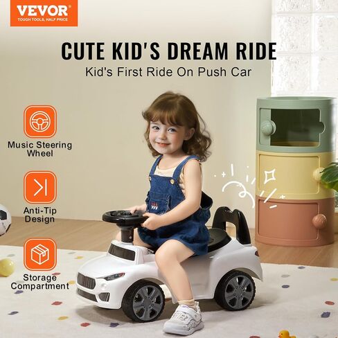 VEVOR Ride On Push Car for Toddlers, Ages 19+ Months, Ride Racer, Sit to Stand Toddler Ride On Toy, Kids Ride On Car with Music Steering, Horn & Under Seat Storage, Ride On Toy for Boys Girls, Red in Saudi Arabia