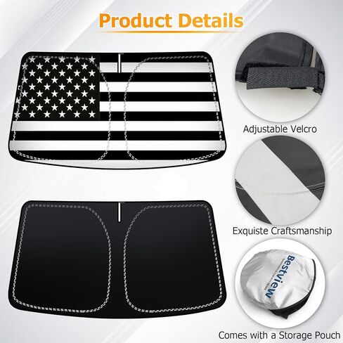 Bestview Windshield Sun Shade American Flag Custom Fit for 2019-2024 GMC Sierra, Foldable Front Window Sunshade Sun Visor Accessories Protector Block UV Rays Heat in Saudi Arabia
