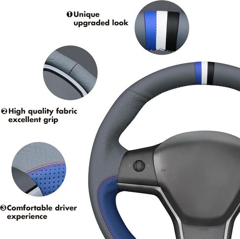 MEWANT Steering Wheel Cover for for Tesla Model 3 2017-2023 / Model Y 2020-2023 in Kuwait