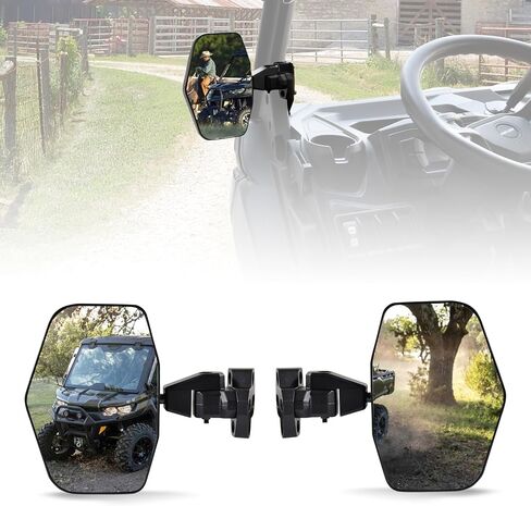 Adjustable Side Mirrors for Can Am Defender HD5 HD8 HD9 HD10 MAX 2016-2025 Accessories, Die-casting Aluminum Shell Convex Break Away Rearview Mirrors for Half Solid Doors and Soft Doors in Saudi Arabia
