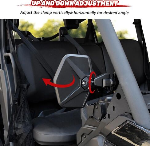 Adjustable Side Mirrors for Can Am Defender HD5 HD8 HD9 HD10 MAX 2016-2025 Accessories, Die-casting Aluminum Shell Convex Break Away Rearview Mirrors for Half Solid Doors and Soft Doors in Saudi Arabia