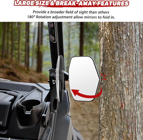 Adjustable Side Mirrors for Can Am Defender HD5 HD8 HD9 HD10 MAX 2016-2025 Accessories, Die-casting Aluminum Shell Convex Break Away Rearview Mirrors for Half Solid Doors and Soft Doors in Saudi Arabia