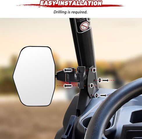 Adjustable Side Mirrors for Can Am Defender HD5 HD8 HD9 HD10 MAX 2016-2025 Accessories, Die-casting Aluminum Shell Convex Break Away Rearview Mirrors for Half Solid Doors and Soft Doors in Saudi Arabia