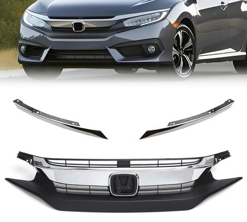 3pcs الأمامي المصد مصبوب FIT 2016 2017 2018 Honda Civic Coupe Sedan Extral Grille & Goyid Trims Part in Saudi Arabia