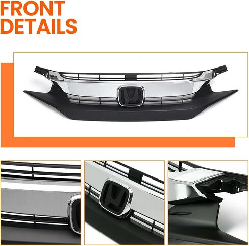 3pcs الأمامي المصد مصبوب FIT 2016 2017 2018 Honda Civic Coupe Sedan Extral Grille & Goyid Trims Part in Saudi Arabia