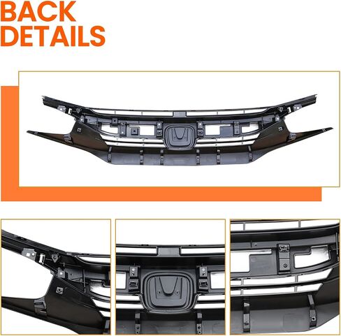 3pcs الأمامي المصد مصبوب FIT 2016 2017 2018 Honda Civic Coupe Sedan Extral Grille & Goyid Trims Part in Saudi Arabia