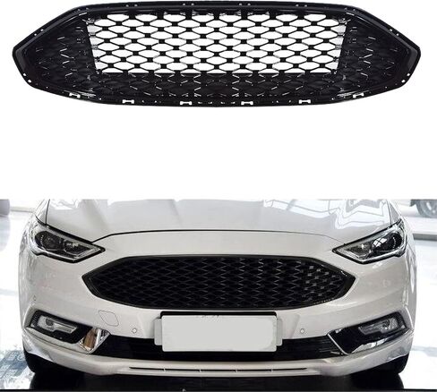 Munirater Front Hood Pumper Grill Honeycomb Gloss Black Grille Placension for Fusion 2017 2018 in Saudi Arabia