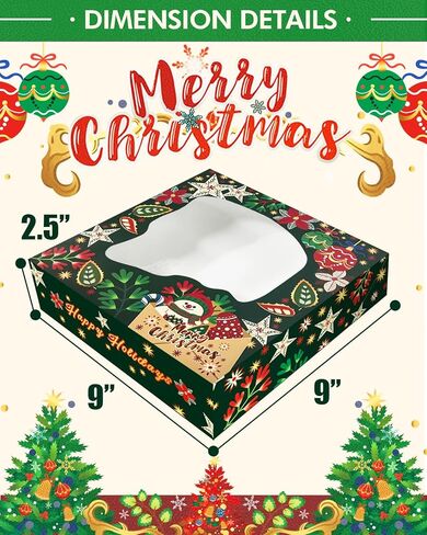 Bakepacker Christmas Gingerbread Man Bakery Boxes with Window 10x10x2.5 inches Pastry Boxes Mini Cookie Boxes for Festival Bakerys Thick & Sturdy （36 Packs） in Saudi Arabia