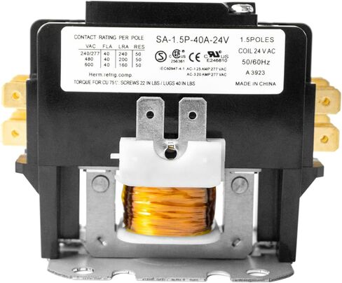 Wells HVAC Contactor 24VAC Coil، Carrier Motor Contactor AC Single Pole 30 Amp Contactor متوافق مع الضاغط الثقيل ومكيف الهواء وأنظمة التبريد (معتمد من UL) in Kuwait