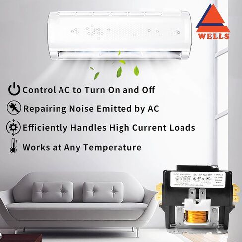 Wells HVAC Contactor 24VAC Coil، Carrier Motor Contactor AC Single Pole 30 Amp Contactor متوافق مع الضاغط الثقيل ومكيف الهواء وأنظمة التبريد (معتمد من UL) in Kuwait
