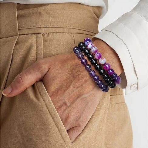 3 PCS Healing Crystal Beaded Bracelets for Women,Natural Stone Beads Stretch Bracelet Jewelry Gifts in Saudi Arabia