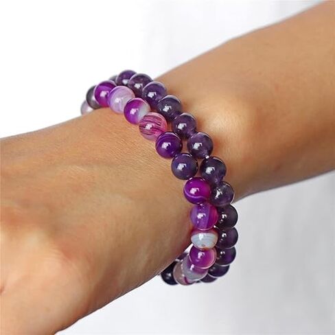 3 PCS Healing Crystal Beaded Bracelets for Women,Natural Stone Beads Stretch Bracelet Jewelry Gifts in Saudi Arabia