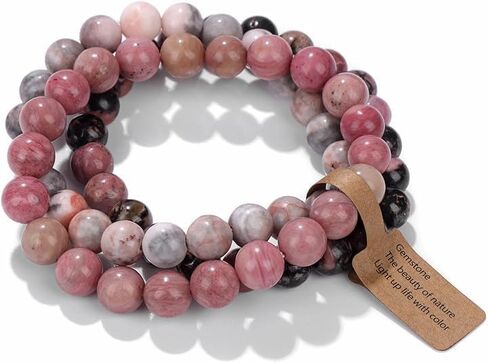 3 PCS Healing Crystal Beaded Bracelets for Women,Natural Stone Beads Stretch Bracelet Jewelry Gifts in Saudi Arabia